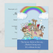 Verwacht tweeling Baby shower uitnodiging - Noah's (Voorkant / Achterkant)