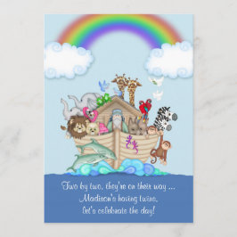 Verwacht tweeling Baby shower uitnodiging - Noah's