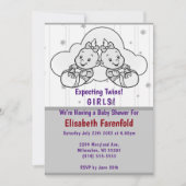 Verwacht tweelingmeisjes Cloud Baby shower Grijze  Kaart (Voorkant)