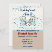 Verwacht Twin Boys in Cloud Baby shower Kaart (Voorkant)