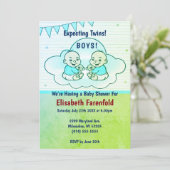 Verwacht Twin Boys in Cloud Green Baby shower Kaart (Staand voorkant)