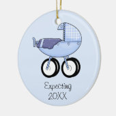 Verwacht versiering (blauw) keramisch ornament (Links)