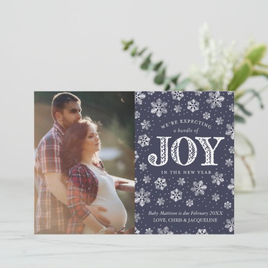 Verwacht vrolijke zwangerschapsuitkondiging Kerstm Aankondiging (Staand voorkant)