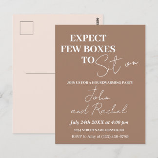 Verwacht weinig dozen om op leuk housewarming part briefkaart