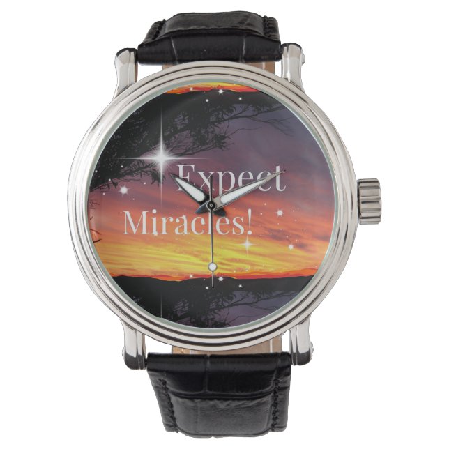 Verwacht wonderen Sparkle Sunset Get Well Soon Nam Horloge (Voorkant)