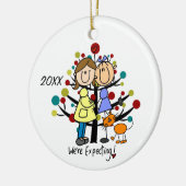 Verwachte combinatie van twee momen-kat-feestdag keramisch ornament (Links)