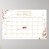 Verwachte datum kalender bord voor baby shower her poster (Voorkant)