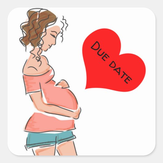 Verwachte datum vierkante sticker (Voorkant)