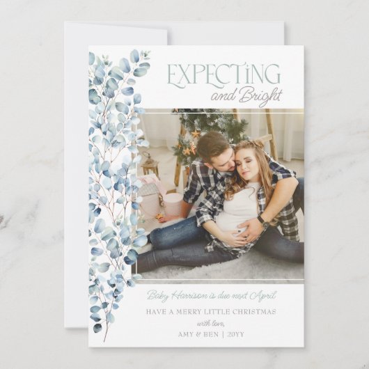 Verwachte en heldere vierkante foto zwangerschap feestdagenkaart (Voorkant)