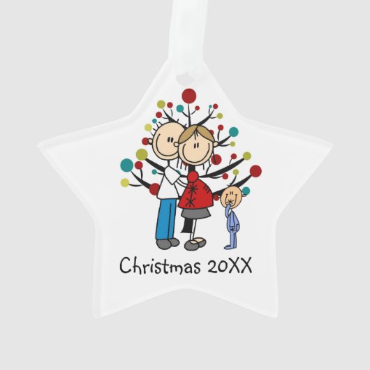 Verwachte kerstversiering met paar Toddler Boy Ornament (achterkant)