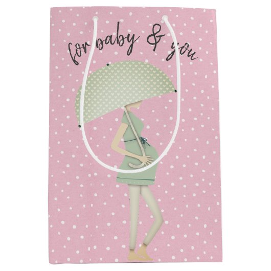 Verwachte moeder met Umbrella Medium Cadeauzakje (Voorkant)