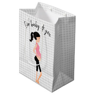 Verwachte moeder op Gray Gingham Medium Cadeauzakje