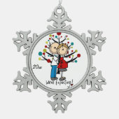 Verwachte neusschilfering tin sneeuwvlok ornament (Voorkant)