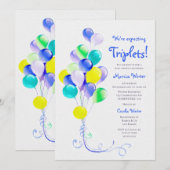 Verwachtend Baby shower van de Blauwe Ballons van  Kaart (Voorkant / Achterkant)