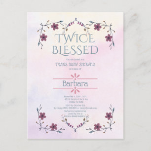 Verwachtende tweelingen:Boho Floral & Lavender Wat Uitnodiging Briefkaart