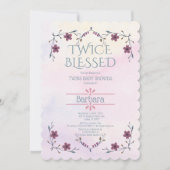 Verwachtende tweelingen: Boho florale en lavender  Kaart (Voorkant)