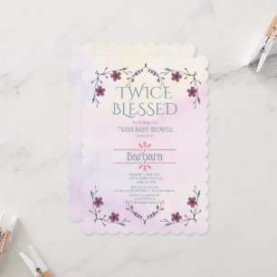 Verwachtende tweelingen: Boho florale en lavender  Kaart