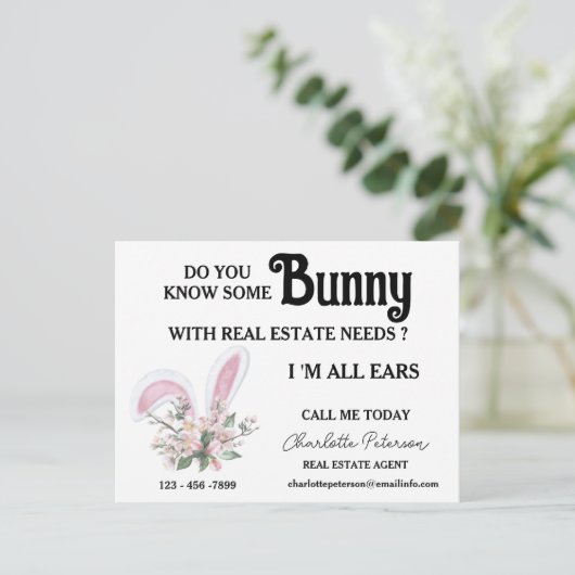 Verwachting bij paastijd of lente in onroerend goe feestdagenkaart (Staand voorkant)