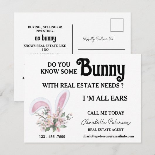 Verwachting bij paastijd of lente in onroerend goe feestdagenkaart (Voorkant / Achterkant)