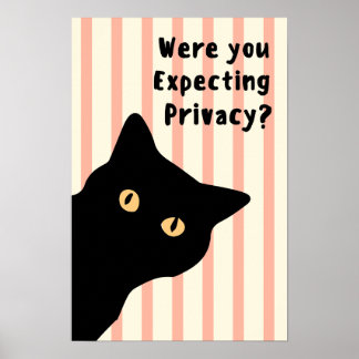 Verwachtte je privacy Grappige kat badkamer muur Poster