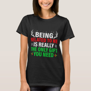 Verwant aan mij Grappig Kerst T-shirt Familie Cou