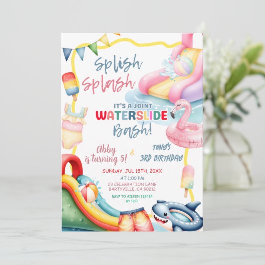 Verwant Achtertuin Waterslide Verjaardag Bash Kaart (Staand voorkant)