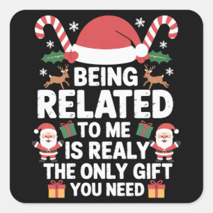 Verwantschap met mij Grappige Kerstmis Familie Ker Vierkante Sticker