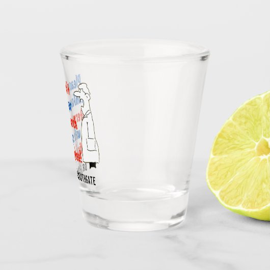 Verwar het zoeken op internet niet met een medisch shot glas (Rechts)