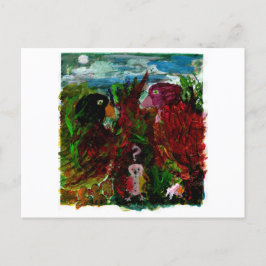 Verward briefkaart van kleine vogels