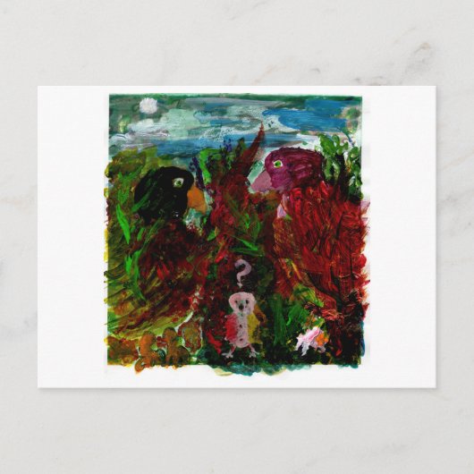 Verward briefkaart van kleine vogels (Voorkant)