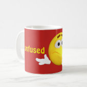 Verward Emoji Emoticon Cartoon Face Koffiemok (Voorkant links)