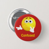Verward Emoji Emoticon Cartoon Face Ronde Button 5,7 Cm (Voorkant /achterkant)