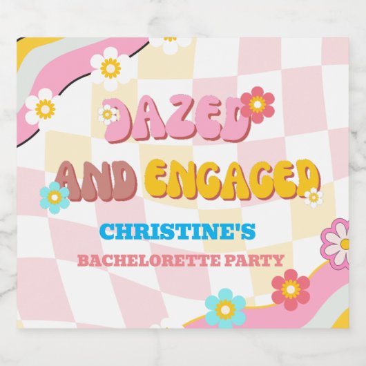 Verward en Verliefd Bruidsmeisjesfeest 70s Thema  Sparkling Wijnetiket (Enkel label)