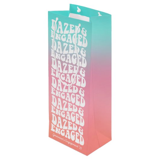 Verward en Verliefd Roze Aqua Retro Wijn Cadeautas (Achterkant Gekanteld)