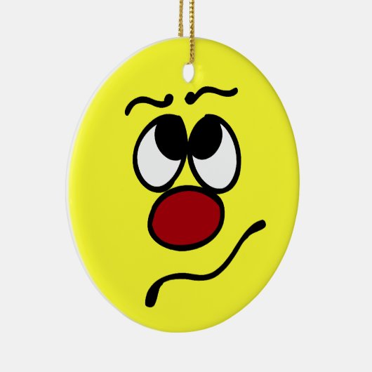 Verward Face Grumpey Keramisch Ornament (Rechts)