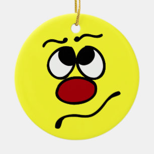 Verward Face Grumpey Keramisch Ornament