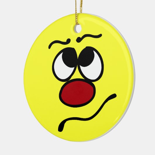 Verward Face Grumpey Keramisch Ornament (Links)