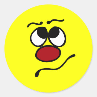 Verward Face Grumpey Ronde Sticker