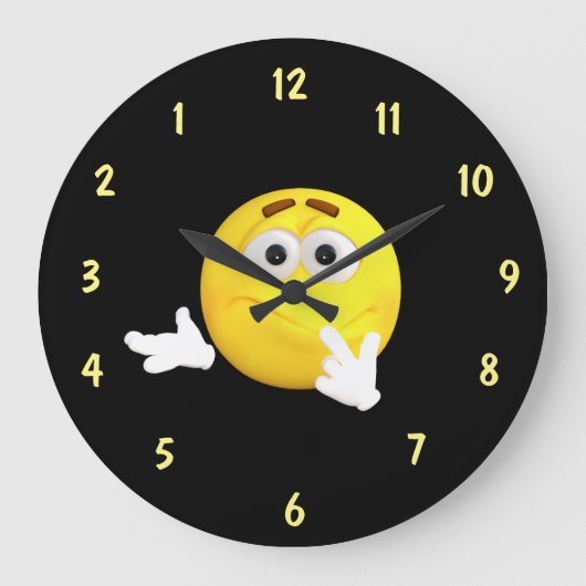 Verward Gezicht Omgekeerde Wijzerplaat Grote Klok (Voorkant)