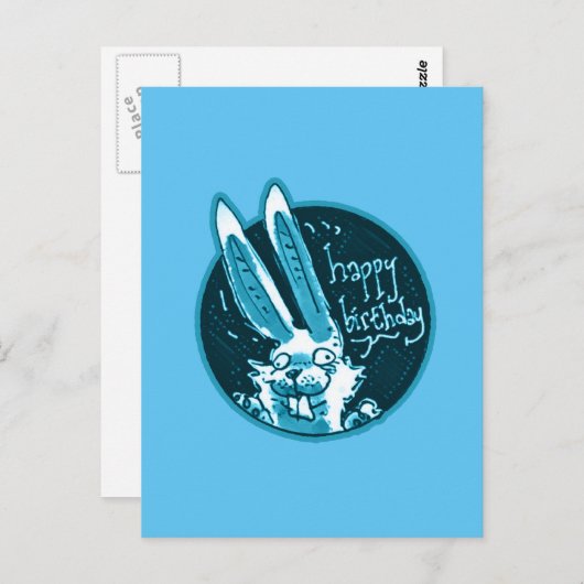 Verward Grappig Konijn Zegt Gelukkige Verjaardag c Briefkaart (Voorkant / Achterkant)