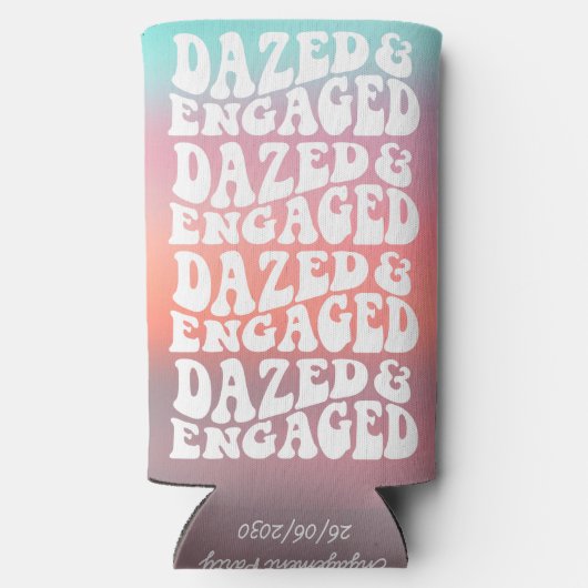 Verward Ingeschakeld Aqua Roze Retro Tekst Ontwerp Seltzer Blikjeskoeler (Achterkant)