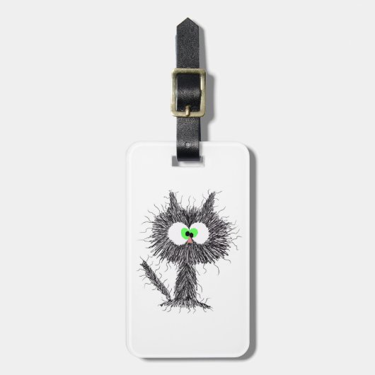 Verward kattenwit bagagelabel (Voorkant verticaal)