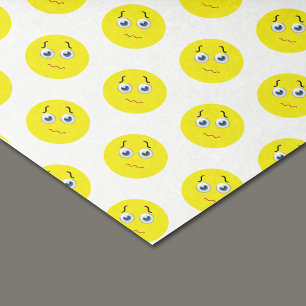 Verward Puzzled Yellow Emoji Patroon Tissuepapier