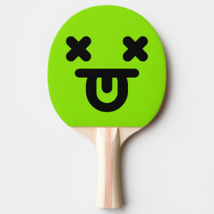 Verward Tong Uit Gezicht Groen Tafeltennisbatje