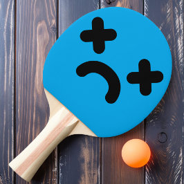 Verward Verdrietig Gezicht Blauw Tafeltennisbatje