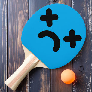 Verward Verdrietig Gezicht Blauw Tafeltennisbatje