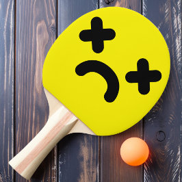 Verward Verdrietig Gezicht Geel Tafeltennisbatje