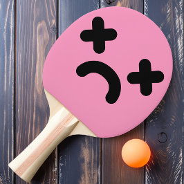 Verward Verdrietig Gezicht Licht Roze Tafeltennisbatje