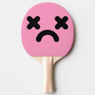 Verward Verdrietig Gezicht Licht Roze Tafeltennisbatje