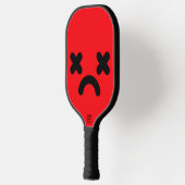 Verward Verdrietig Gezicht Rood Pickleball Paddle (Links)